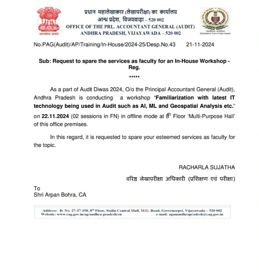 Audit Diwas 2024: AI, ML and Geospatial Analysis in Audit, Vijayawada