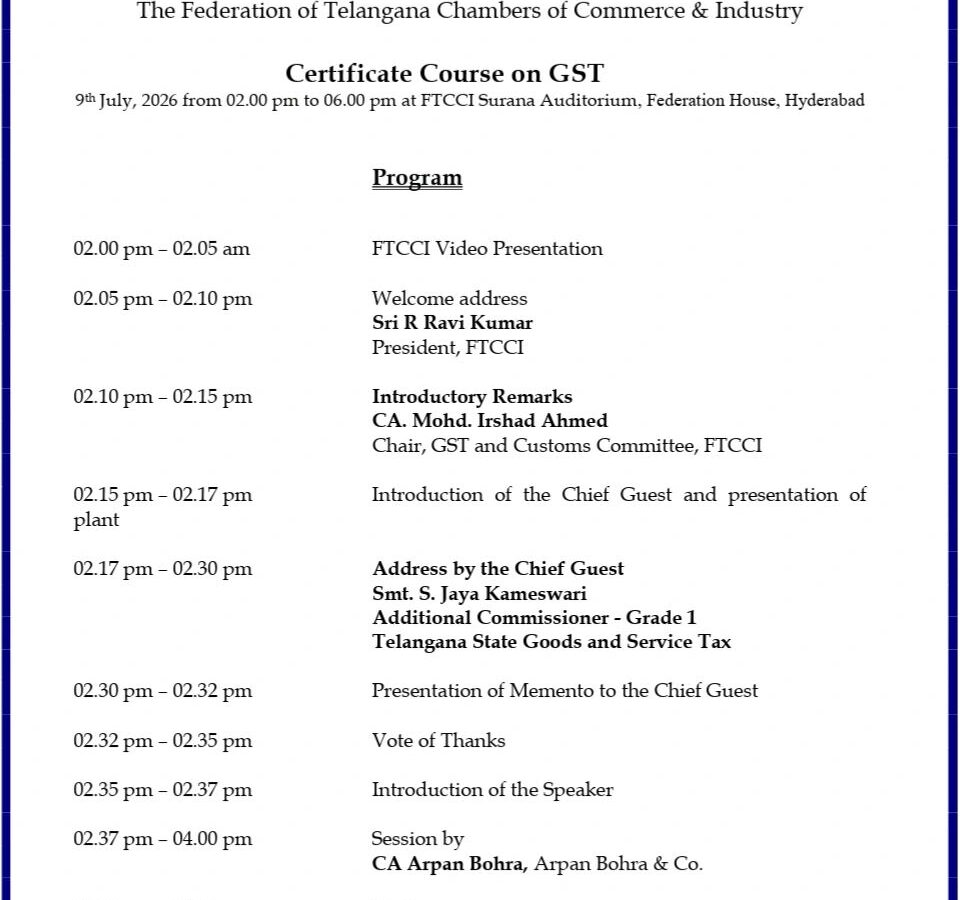 FTCCI GST Certificate Course session