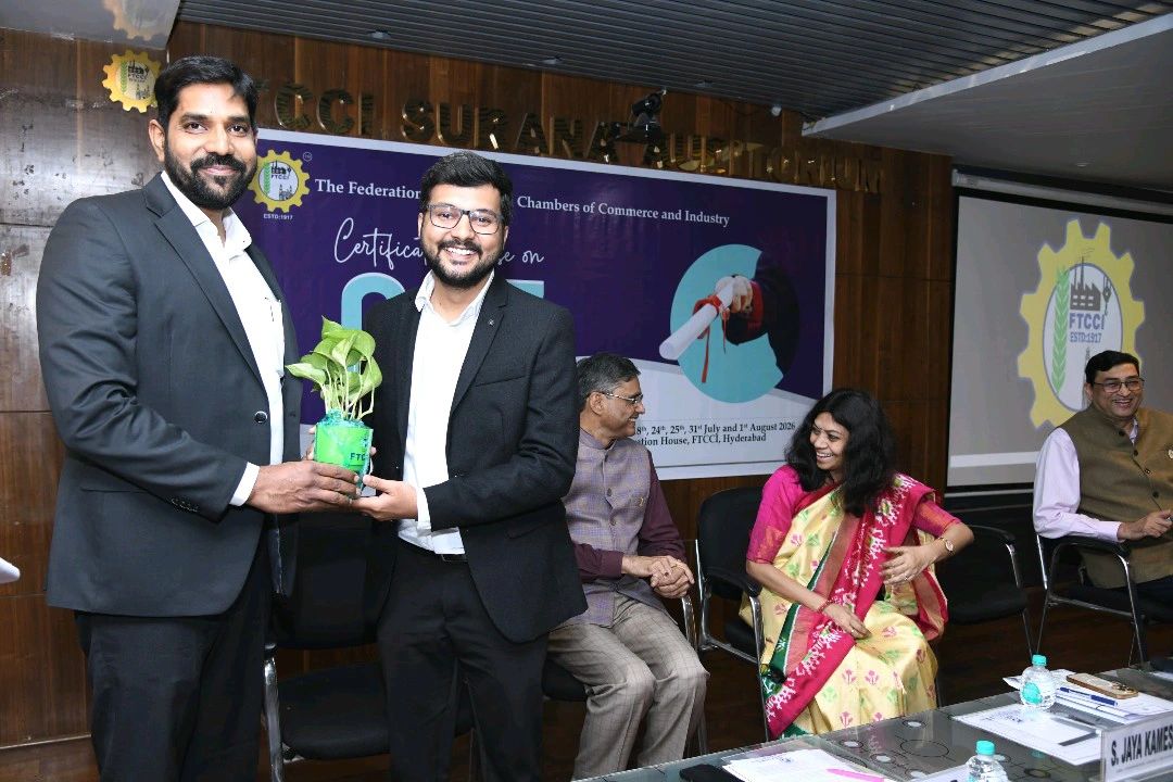Plant presented to CA Arpan Bohra at FTCCI