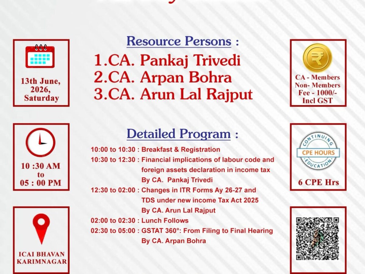 Programme poster: GSTAT 360, ICAI Karimnagar Branch