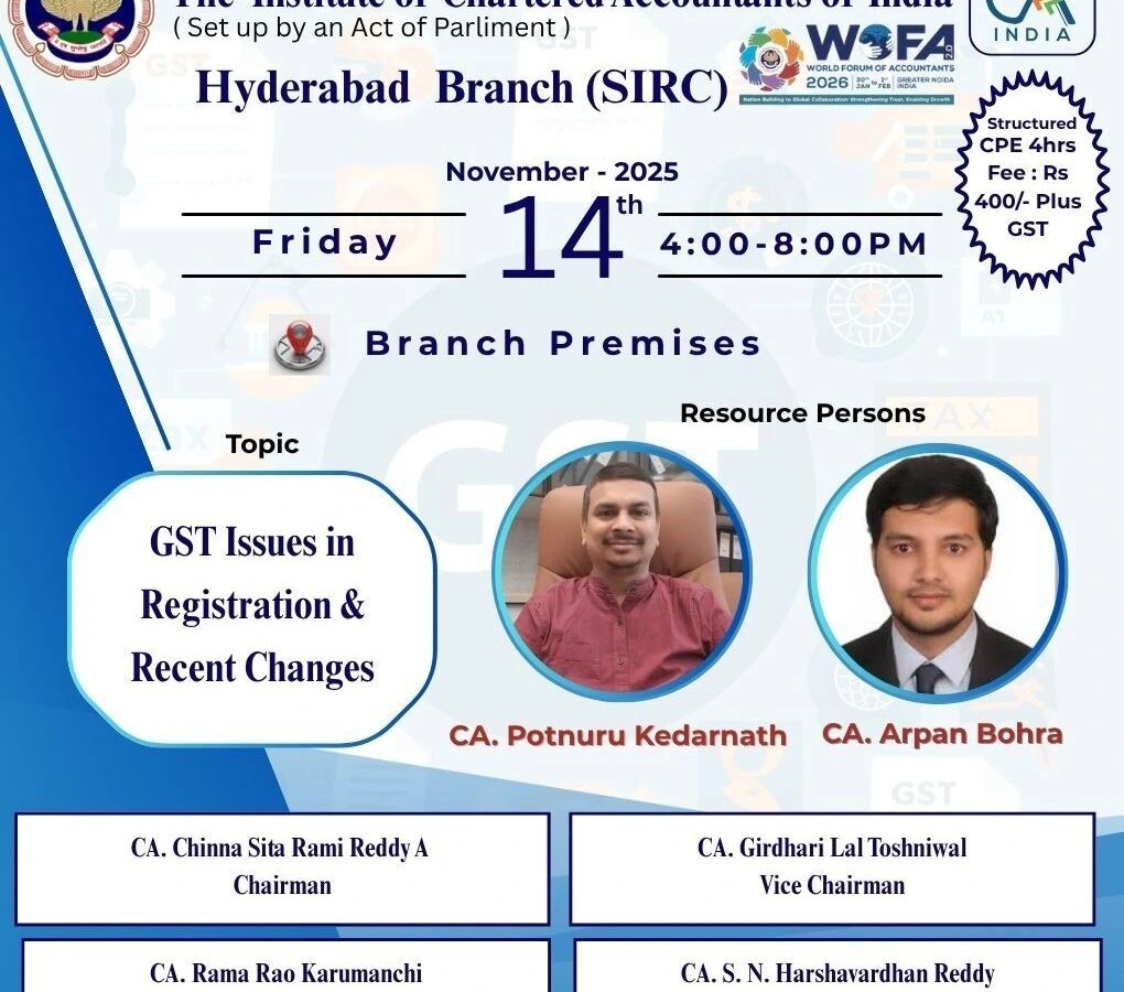 ICAI Hyderabad Branch: Recent Changes in GST