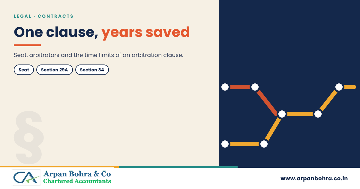 Graphic for Arbitration Clause Drafting: Seat, Arbitrators and the Time Limits That Bite, Arpan Bohra & Co., Chartered Accountants